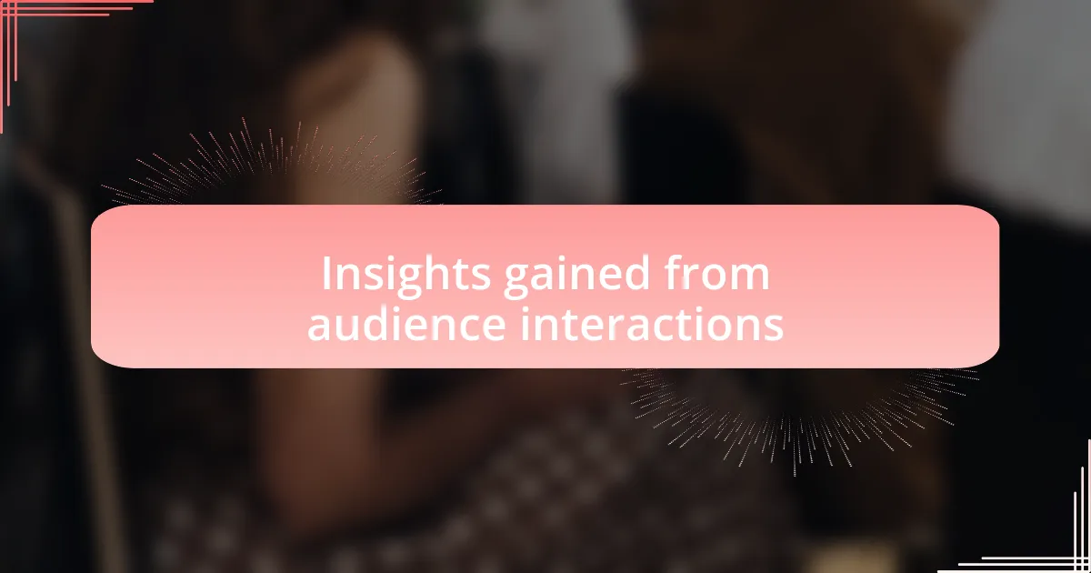 Insights gained from audience interactions